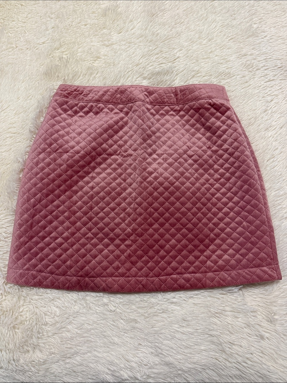 Quilted Rose Pink Mini Skirt